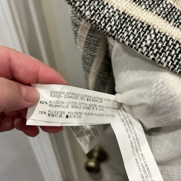 Zara Long Line Striped Gray Coat Pockets Women's Size Medium Bloggers Favorite - Picture 12 of 12